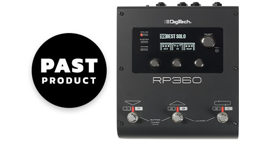 DigiTech RP360 guitar multi-effect floor processor with USB streaming in black with past product graphics