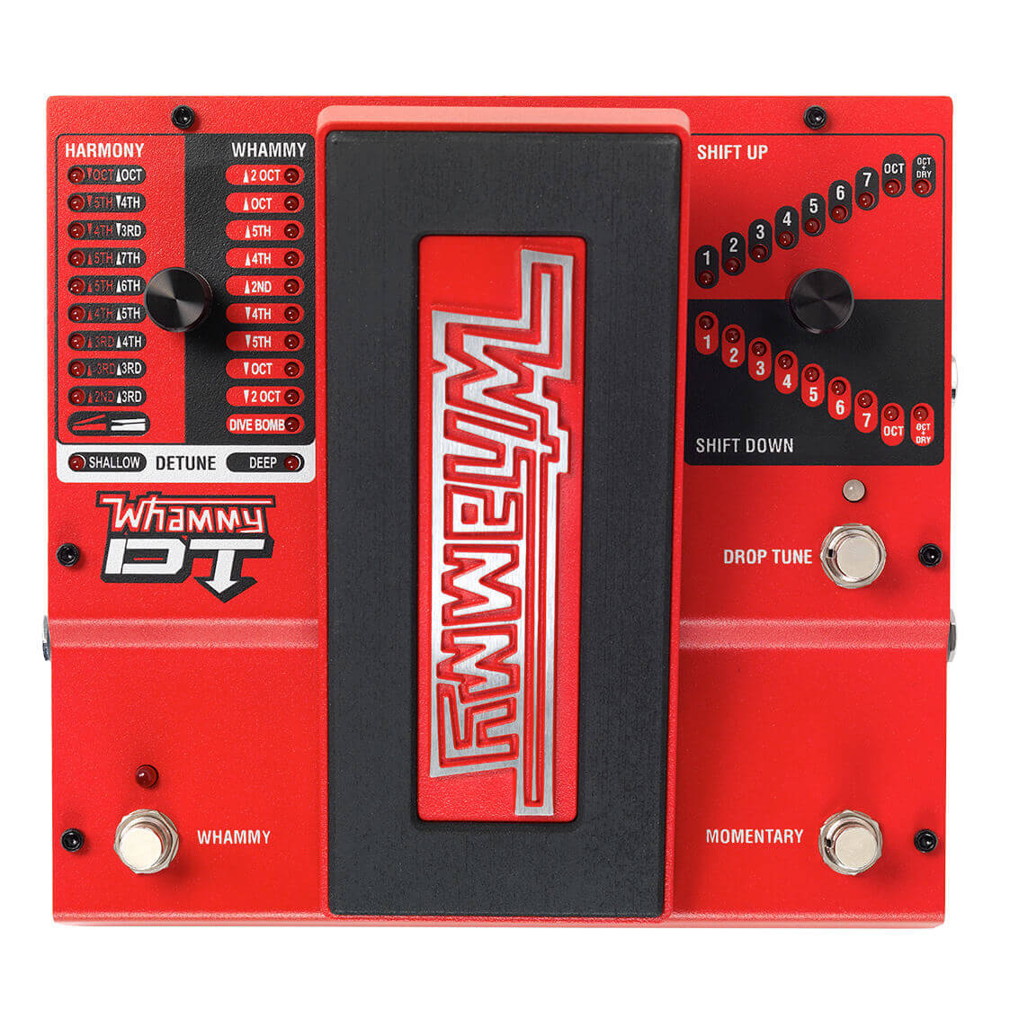 DigiTech whammy DT classic pitch shifting guitar pedal in red top view