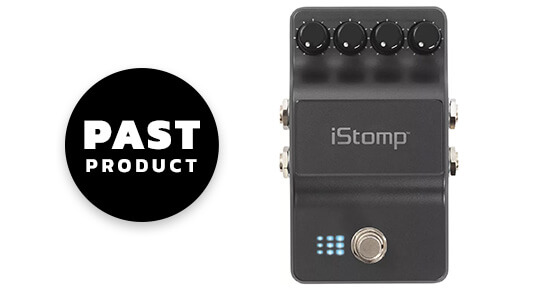 DigiTech iStomp reconfigurable stomp box pedal in black with past product graphics