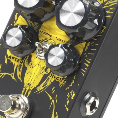 DOD Carcosa Fuzz distortion pedal with Demhi/Hali switch between After and Hi-Cut controls