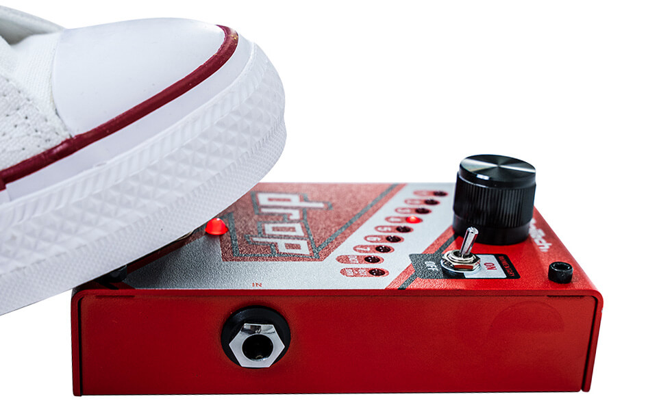 side view of DigiTech Drop pedal with shoe pressing button