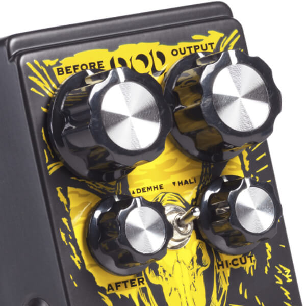 DOD Carcosa Fuzz distortion pedal before and after controls