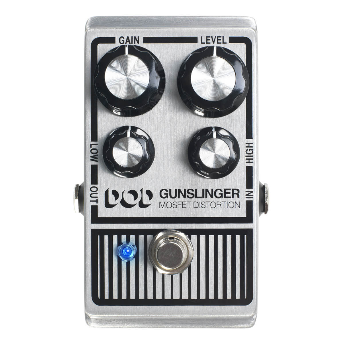 DOD Gunslinger aggressive distortion pedal top.