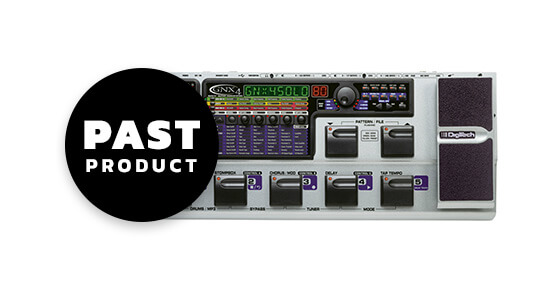 DigiTech GNX4 guitar workstation with past product graphics