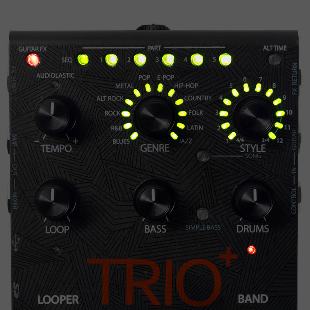 DigiTech Trio+ band creator multi-colored LEDs