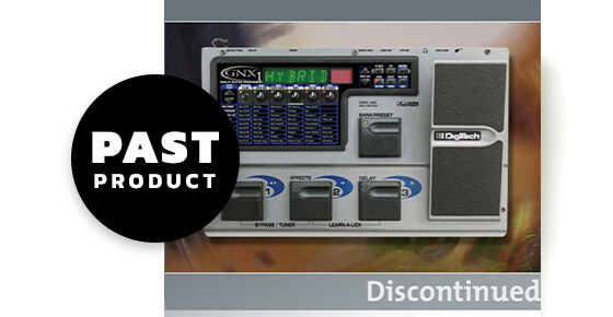 DigiTech GNX1 guitar workstation with past product graphics