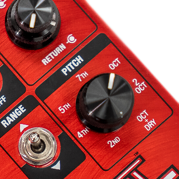 7 pitch settings on the DigiTech Whammy Ricochet pitch shift guitar pedal